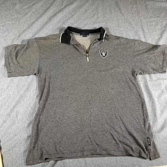 Antigua RAIDERS Shirt Adult Extra Large Gray Casual T Shirt 1/2 Zipper Mens - Picture 1 of 10